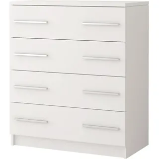 Kommode mit Schubladen silberne Griffe Jugendzimmer Kinderzimmer EGA I 4S 02 - Weiß