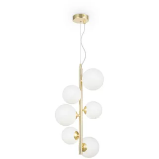 Maytoni Pendelleuchte Modern, Weiß, Gold, Metall, Glas, Kugel,Kugel, 170 cm Ce beliebig kürzbar, gleichmäßige Lichtverteilung, Nur In Filialen Erhältlich