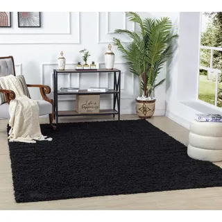 livabliss Surya Home Shaggy Berber Teppich - Flauschiger Teppich für Wohnzimmer, Esszimmer, Schlafzimmer, Langflor Hochflor Teppich flauschig - Teppich groß 160x220 cm, Wohnzimmerteppich in Schwarz