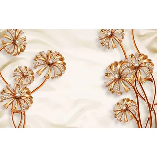 Papermoon Fototapete »Muster mit Blumen und Rehen«, bunt