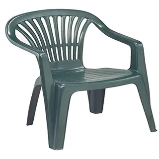 Monobloc stapelbarer Outdoor-Stuhl, niedrige Rückenlehne, 54 x 53 x 80 cm, Made in Italy, Farbe grün