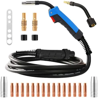 MIG MAG Schweißbrenner MB15 AK 4 Meter Schlauchpaket Schutzgas Euro Zentralanschluss Flexibler Kopf Mig Mag Schweissgerät mit Zentralanschluss Brennerhals für Schweißgerät CO2 Schweißen