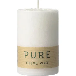 WENZEL PURE Kerze Olive Wax 9x6cm, weiß - Weiß, Naturbelassen, Grau, Rot