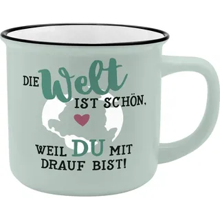 GRUSS & CO Becher Motiv Welt 0,35 l Weiß