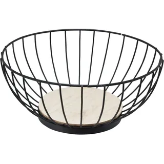 No Brand Obstschale aus Metall, 28 cm, schwarzes Holz