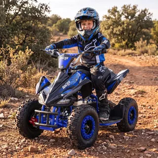 Actionbikes Motors Kinder Quad Elektro ATV Racer (Schwarz/Blau) | 36 Volt 1000 Watt Motor bis 24 km/h | Kinderquad | Pocket Quad | Safety Touch Fußschalter | Für Kinder ab 8 Jahren