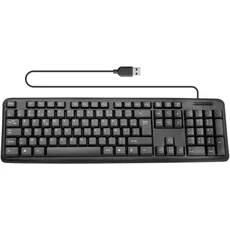 APM Kabelgebundene Tastatur, Französisches AZERTY Layout, Multimedia-Tasten, USB-Anschluss, 1,8 m Kabellänge, PC Tastatur für Computer, Laptop, Mac, Windows, macOS – Schwarz - 100020