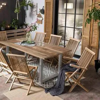 Möbilia Gartenklappstuhl-Set 47 x 57 x 89 cm beige/braun/schwarz 2 St.