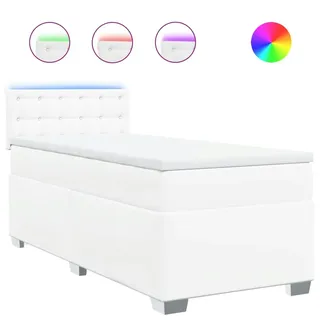 vidaXL Boxspringbett mit Matratze Weiß 100x200 cm Kunstleder