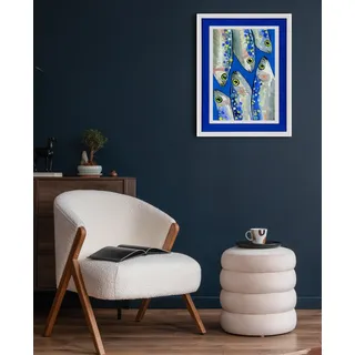 queence Bild mit Rahmen »Fische, Fischbild, blau, blautöne« Kunst   Tiere   Wassertiere 1 Stk. tlg. Poster mit buntem Acrylglas Passepartout, blau