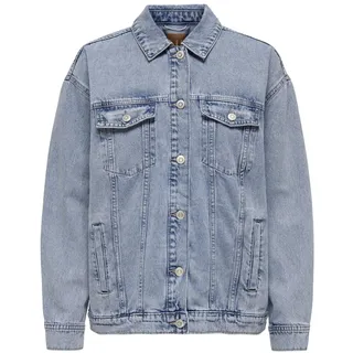 ONLY CARMAKOMA Jeansjacke ONLY CARMAKOMA "CAROCEAN L/S OVERSIZE JKT DNM NOOS", Damen, Gr. 44, blau (light blau denim), Denim/Jeans, Obermaterial: 100% Baumwolle, unifarben, hüftlang, Jacken Jeansjacke