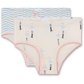 Sanetta Mädchen-Hüftslips (Doppelpack) beige, blau Möwen & Wellen | Hochwertige und nachhaltige Unterhose für Mädchen aus Bio-Baumwolle. Inhalt: 2er Set Unterwäsche für Mädchen