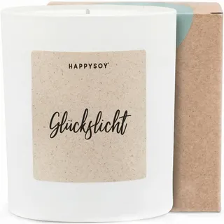 Glückslicht - Duftkerze mit Spruch als liebevolles Geschenk für Freundin, kleine Aufmerksamkeit zum Dankeschön oder Aufmunterung, Kerze im Glas mit blumigem Duft