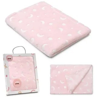 Interbaby Babydecke für Neugeborene, extra weich, Mond Sterne, bequem, warm, 80 x 110 cm, Unisex, für Kinderbett, Kinderwagen, Stubenwagen