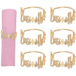Serviettenringe,6 Stück Bismillah Brief Metall Serviettenring Set, Alphabet Serviette Schnallen Halter Serviette Ringe für Hochzeit Party Ramadan Bankett Tischdekoration