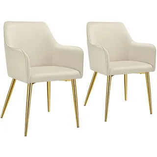 Tectake Armlehnstuhl Avane Textil beige 2er Set