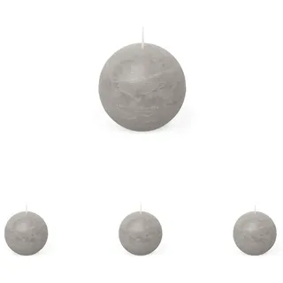 Spaas Rustikale Kugelkerze 80 mm 24St. - hellgrau (Packung mit 4)