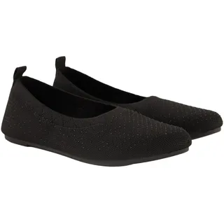 Ulla Popken Damen große Größen Übergrößen Plus Size Strick-Ballerinas, Ziersteine, Wechselfußbett, Weite H schwarz 42 838572100-42