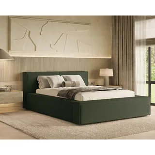Chilly Polsterbett Lugano Grün Bouclé Stoff 140x200cm mit Stauraum - modernes Design - Grün