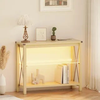 Lvifur Sideboard Wohnzimmer mit Smart Ladestation,Kommode Holz mit 3 Farbige LED Leuchten,Aufbewahrungsschrank Buffetschrank für Küche,Esszimmer,Ausstellungshalle