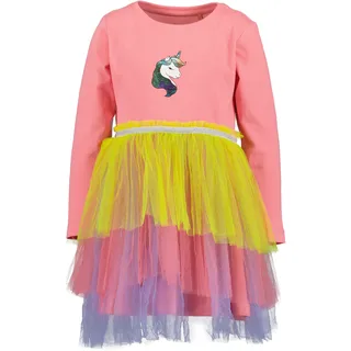 Blue Seven Jerseykleid mit Tüllvolants und Einhorn-Motiv, lachs