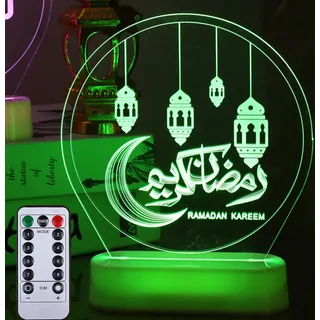 Ramadan Deko LED Lampe Eid Mubarak Dekoration Laterne, Muslim Islam Ramadan Dekoration Nachtlicht Ornamente für Muslimische Ramadan Festival