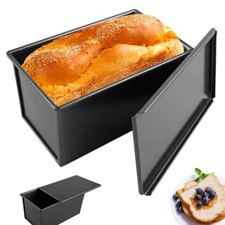 BORDEAG Brotbackform mit Deckel, Antihaft Kastenform Kuchen, Backform Rechteckige zum Backen von Toastbrot, Kuchenform, Brotform, Kastenform Brot bis 230°C, 21.1 x 11 x 10.1 cm