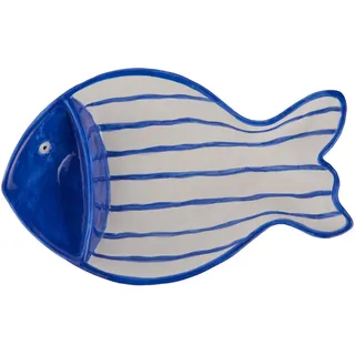 Butlers Schale Fish 'n' Chips Fisch , Blau, Weiß , Stein , 15x4.1x24 cm , Geschirr, Schalen & Schüsseln, Müslischalen
