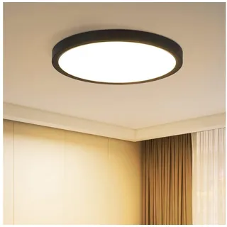 ZMH Deckenlampe LED Deckenleuchte Flach - Küchenlampe Schwarz 15W Badezimmerlampe Rund Küche Deckenbeleuchtung 3000K Schlafzimmerlampe Klein Badlampe IP44 Flurlampe Ø18cm für Schlafzimmer Bad Flur