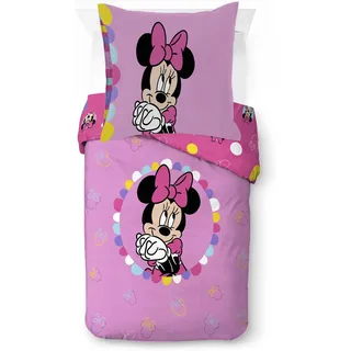 Disney Minnie Mouse Happy Linon Pink 135 x 200 cm + 2 x 80 x 80 cm