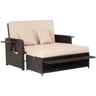 Costway 3in1 Polyrattan Gartenliege braun/beige