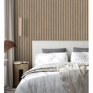 GAULAN 500682662 - Vlies-Vinyltapete, Strapazierfähig, Abwaschbar. Tapete mit Ebenholzleisten im Spalier-Design für Wohnzimmer Küche Bad Schlafzimmer Flur - Muster DIN A4