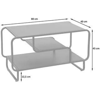 Mendler Couchtisch HWC-O49, Wohnzimmertisch Tisch, Industrial 3 Ablagen, Metall 45x80x40cm ~ schwarz