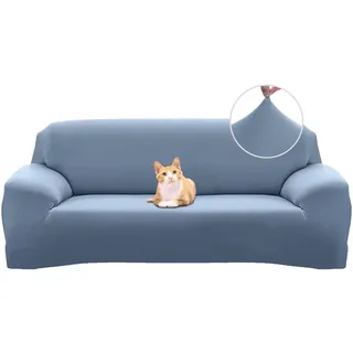 Jaotto Sofabezug 3 Sitzer Elastischer Stretch Spandex Sofa Überwürfe Sofahusse Antirutsch Waschbar Sofaschoner Couchbezug für Sofa mit Armlehne,Graublau