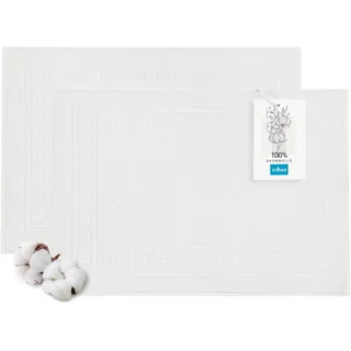 ZOLLNER 2er Set Badematten in 50x70 cm - weiches und saugstarkes Waffelmuster in weiß - waschbar bis 95°C - Baumwolle - Hotelqualität - Oeko Tex® Zertifiziert