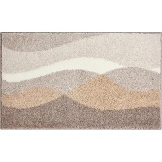 Grund Badteppich , Taupe , Textil , Wellen , rechteckig , 70x120 cm , Oeko-Tex® Standard 100, Made in Europe , rutschfest , Heimtextilien, Badtextilien, Badematten
