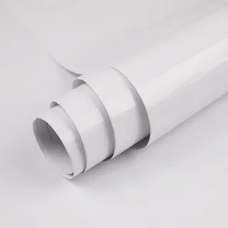 Hode Klebefolie Möbel Weiß Hochglanz, Möbelfolie Selbstklebende Folie 60X600cm, Selbstklebende Tapete Weiß Dekorfolie, Folie für Möbel Schrank Fensterbank, Klebefolie Küche Wasserdicht für Tische