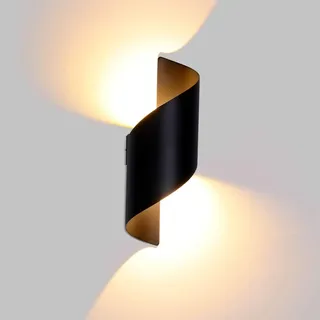 Lightess 12W LED Wandlampe Innen Aussen Schwarz Wandleuchte Modern Up Down Licht IP66 Wasserdicht Designlampe aus Aluminium Beleuchtung für Treppenhuaus Wohnzimmer Schlafzimmer Flur, Warmweiss