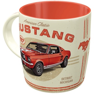 Nostalgic-Art Retro Kaffee-Becher, 330 ml, Ford Mustang – GT 1967 Red – Geschenk-Idee für Ford-Zubehör Fans, Original Lizenzprodukt (OLP), Keramik-Tasse, Vintage Design