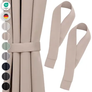 Blumtal Raffhalter für Vorhänge 2X - Vorhang Raffhalter 72x5 cm - waschbare Gardinenhalter Blickdicht - Raffhalter für Gardinen/Gardinen Raffhalter für Verdunkelungsvorhänge & Gardinenschals in Taupe