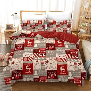 UGZDEA Weihnachts Bettwäsche Set 135x200cm, 3D Christmas Bettwäsche-Set Mit 2 Kissenbezügen, Weihnachtsmann, Weihnachtsbaum, Hirsche, Weihnachten Geschenk Für Teenager (G, 135x200cm)