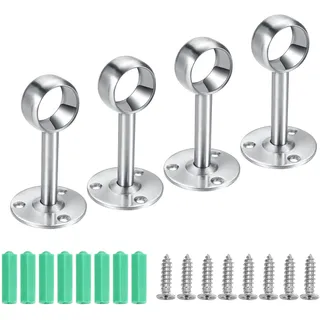 Lpraer 4 Pcs Edelstahl Gardinenstangen Halterung Set Gardinenstange Deckenmontage Vorhangstange Deckenhalterung Gardinenstangenhalter Stangenhalterung für Hängende Vorhänge, Rohrlochdurchmesser 25mm