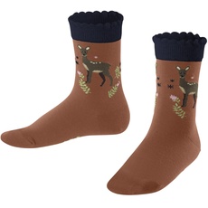 FALKE Unisex Kinder Socken Country Deer, Nachhaltige Baumwolle, 1 Paar, Beige (Terracotta 5770), 19-22