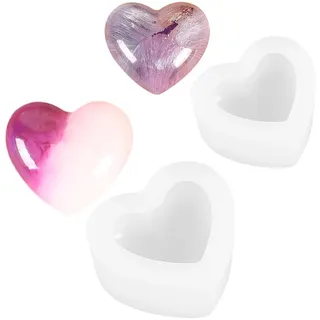 QHFlashbuy Kerzenformen 2 Stück Liebe Herzform Silikonform,Silikonform Kerzenhalter,3D Herz Silikon Seifenform für DIY Handgemachte Seifen-Fertigkeiten Tablett Dekoration