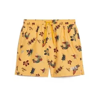 Superdry für Herren. M3010232A Hawaiianische Druck Badeanzug recycelt gelb (M), Strandbekleidung, Recyceltes Polyester, Nachhaltig
