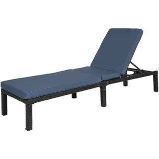 Gartenliege Sonnenliege Polyrattan Auflage Strandliege Loungeliege Grau - Grau