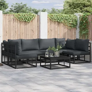 vidaXL Gartensofa-set mit Kissen 7 pcs Schwarz Aluminium - Schwarz