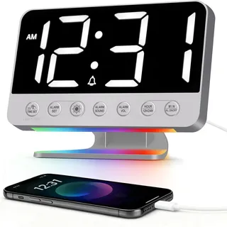 Digitaler Wecker ohne Ticken, ideal für Tiefschläfer, Wecker für Kinder, Mädchen und Jungen, Reise-Wecker, kleine digitale Uhr mit Ladestation, 9 Minuten