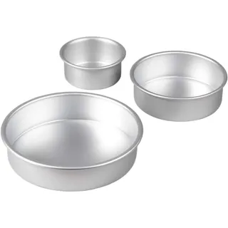 Runde Aluminium-Kuchenformen, 3-teiliges Set mit 8-Zoll-, 6-Zoll- und 4-Zoll-Kuchenformen