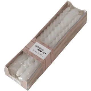 Boltze Stabkerze Twisto (6-tlg., weiß, 20 cm, aus Wachs, modernes Design, Stabkerze, Kerze, weiße Kerze, Deko) 2022303